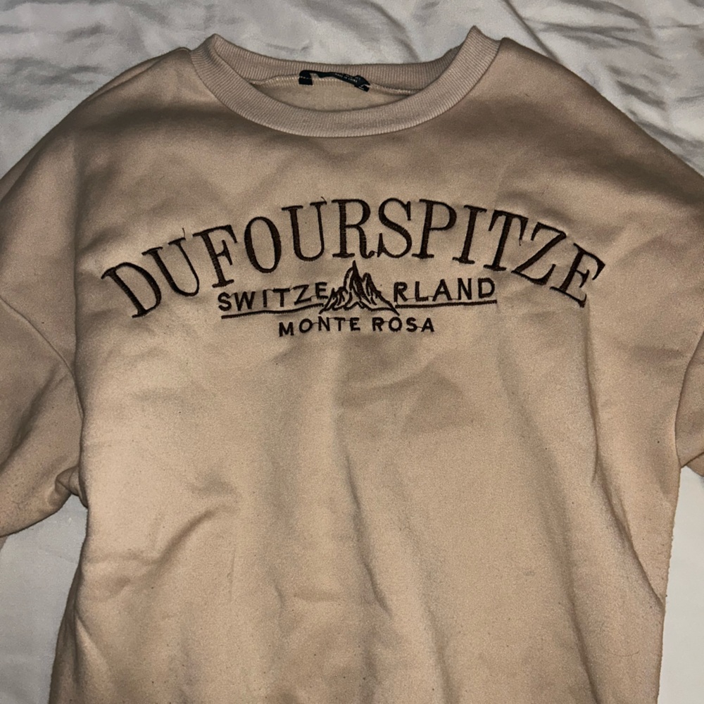 Tan/Cream Switzerland Soft Fuzzy Crewneck Sweatshirt